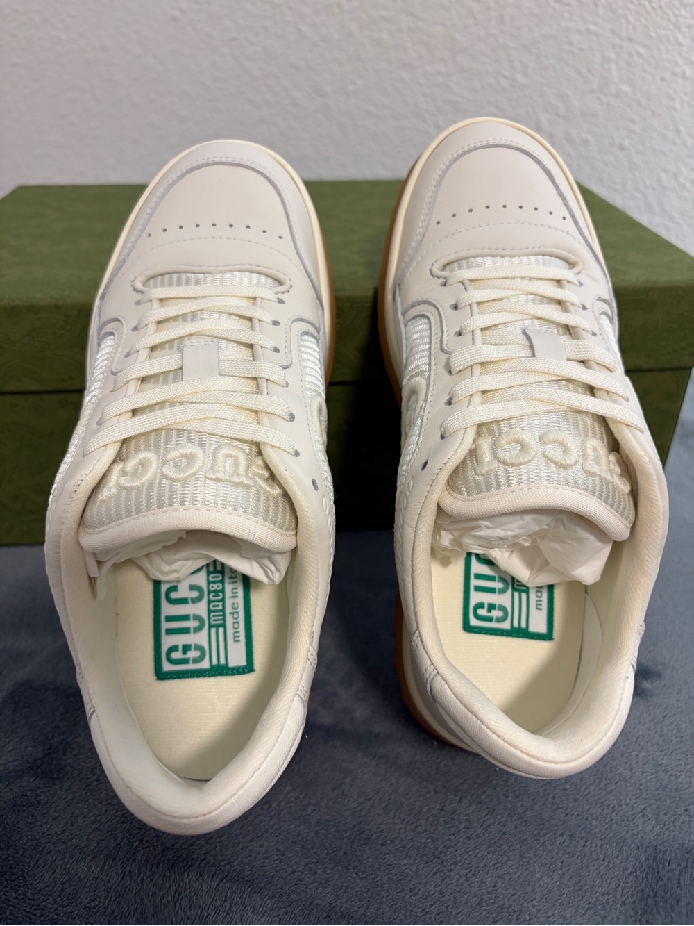 Brand New Women’s Gucci MAC80 Embroidered Sneakers ‘White Gum’ Sz 35 (US 5) - Picture 6 of 9